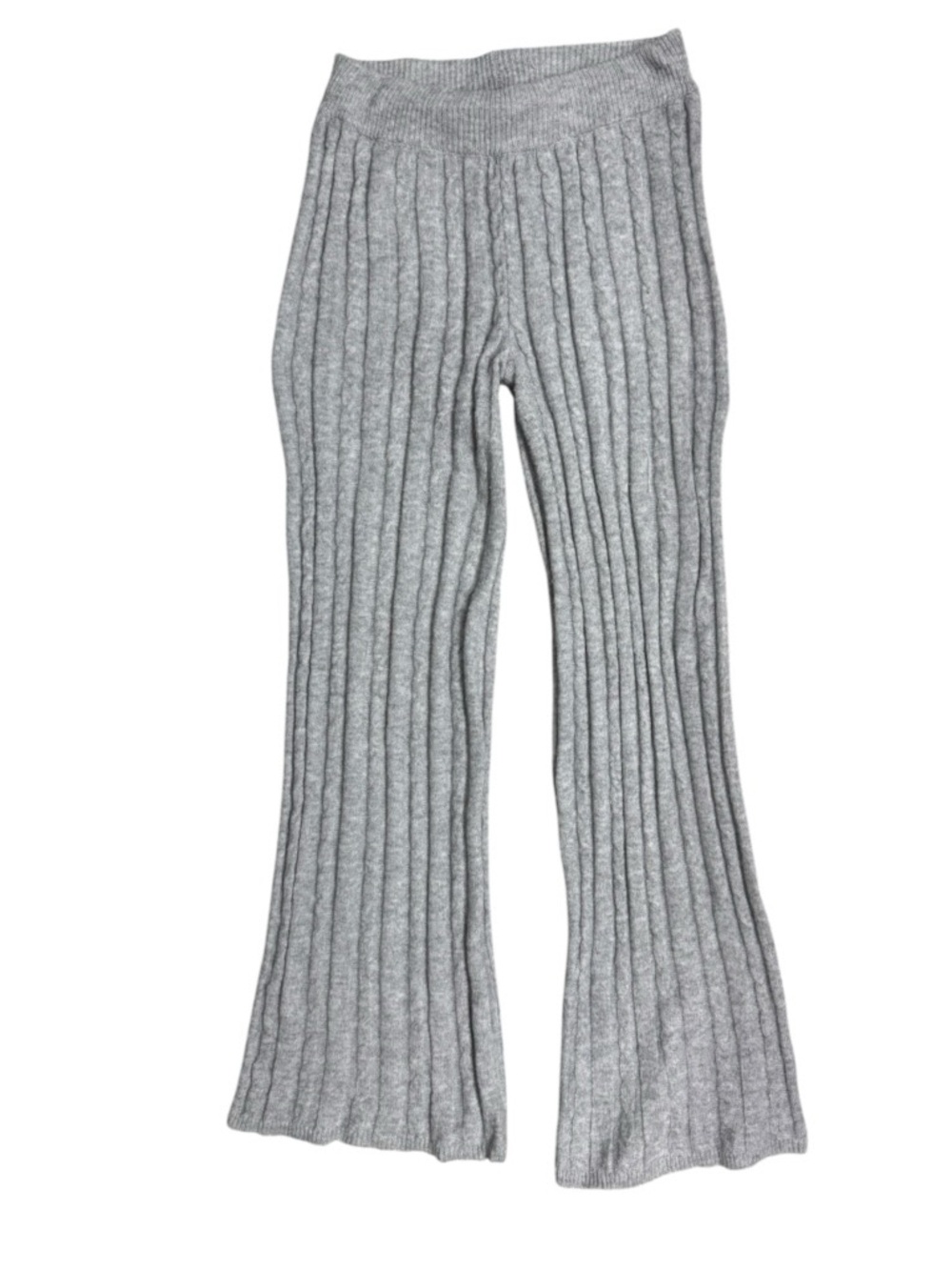 No Boundaries Women's Cable Knit Flare Leg Heather Grey Sweater Pants EUC